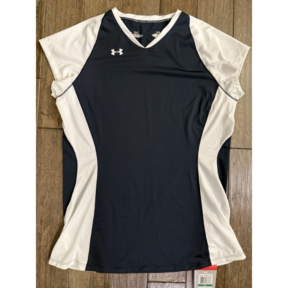 Under Armour Volleyball Jersey Womens LG Navy Blue HeatGear Fitted 1201234